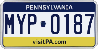 PA license plate MYP0187