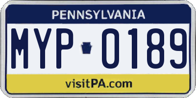 PA license plate MYP0189