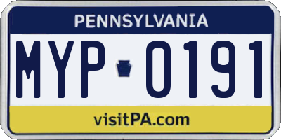 PA license plate MYP0191