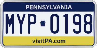 PA license plate MYP0198