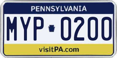 PA license plate MYP0200