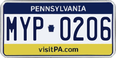 PA license plate MYP0206