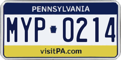 PA license plate MYP0214
