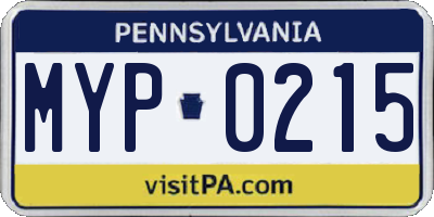 PA license plate MYP0215