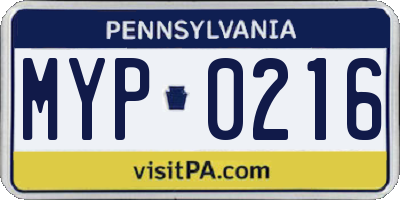 PA license plate MYP0216