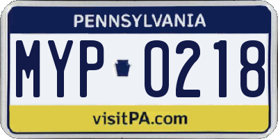 PA license plate MYP0218