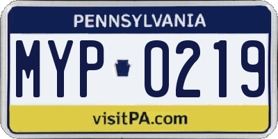 PA license plate MYP0219