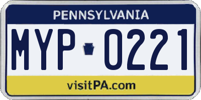 PA license plate MYP0221