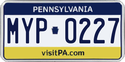 PA license plate MYP0227