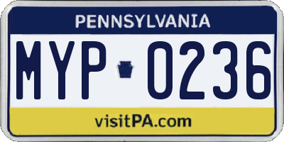 PA license plate MYP0236