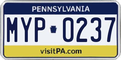 PA license plate MYP0237