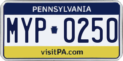 PA license plate MYP0250