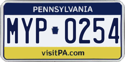 PA license plate MYP0254