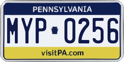 PA license plate MYP0256