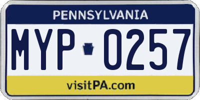 PA license plate MYP0257