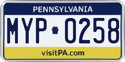 PA license plate MYP0258