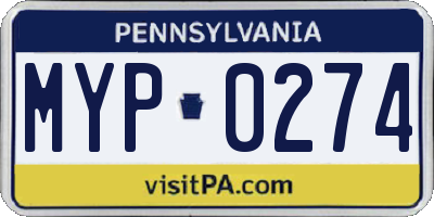 PA license plate MYP0274