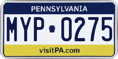 PA license plate MYP0275