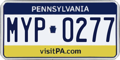 PA license plate MYP0277