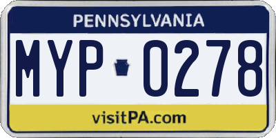 PA license plate MYP0278