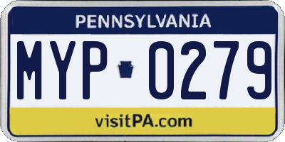 PA license plate MYP0279