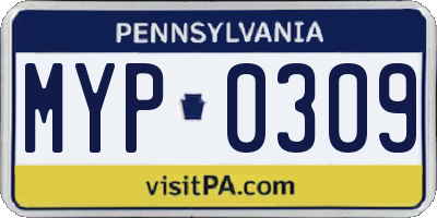 PA license plate MYP0309