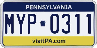 PA license plate MYP0311