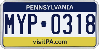 PA license plate MYP0318