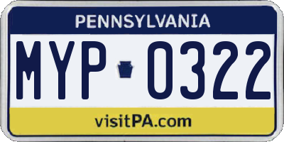 PA license plate MYP0322