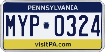 PA license plate MYP0324