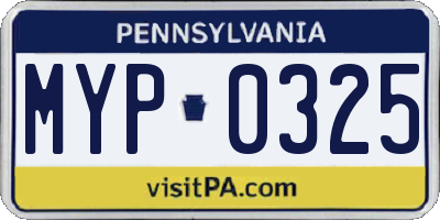 PA license plate MYP0325