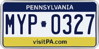 PA license plate MYP0327