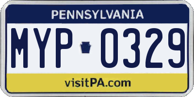 PA license plate MYP0329