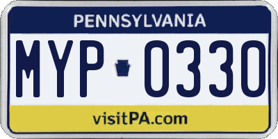 PA license plate MYP0330