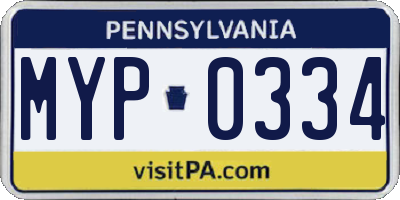 PA license plate MYP0334