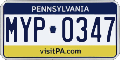 PA license plate MYP0347