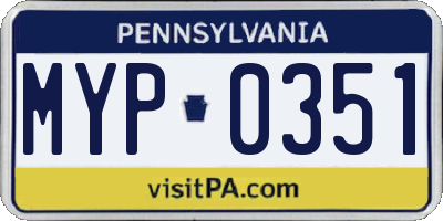 PA license plate MYP0351