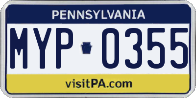 PA license plate MYP0355