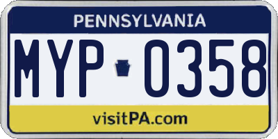 PA license plate MYP0358
