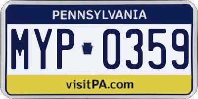 PA license plate MYP0359