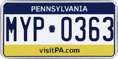PA license plate MYP0363