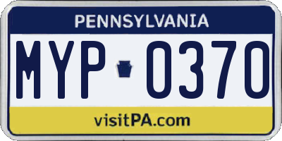 PA license plate MYP0370