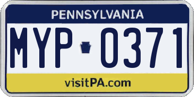 PA license plate MYP0371