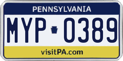 PA license plate MYP0389