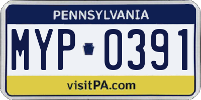 PA license plate MYP0391