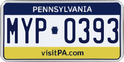 PA license plate MYP0393
