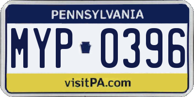PA license plate MYP0396