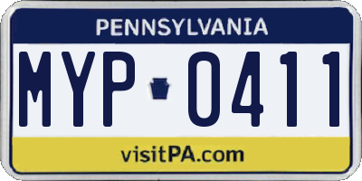 PA license plate MYP0411