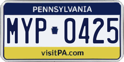 PA license plate MYP0425