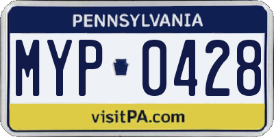 PA license plate MYP0428